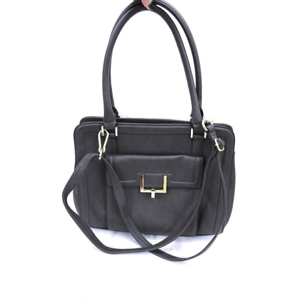 Women's Satchel Faux Leather Handbag with Removable Crossbody Strap Merona Gray